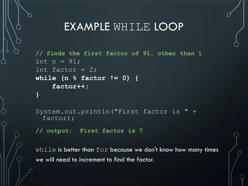 example while loop