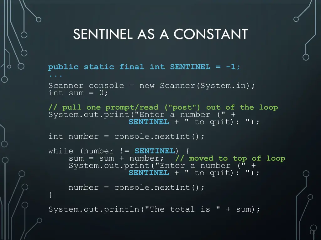 sentinel as a constant