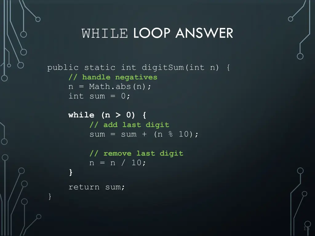 while loop answer