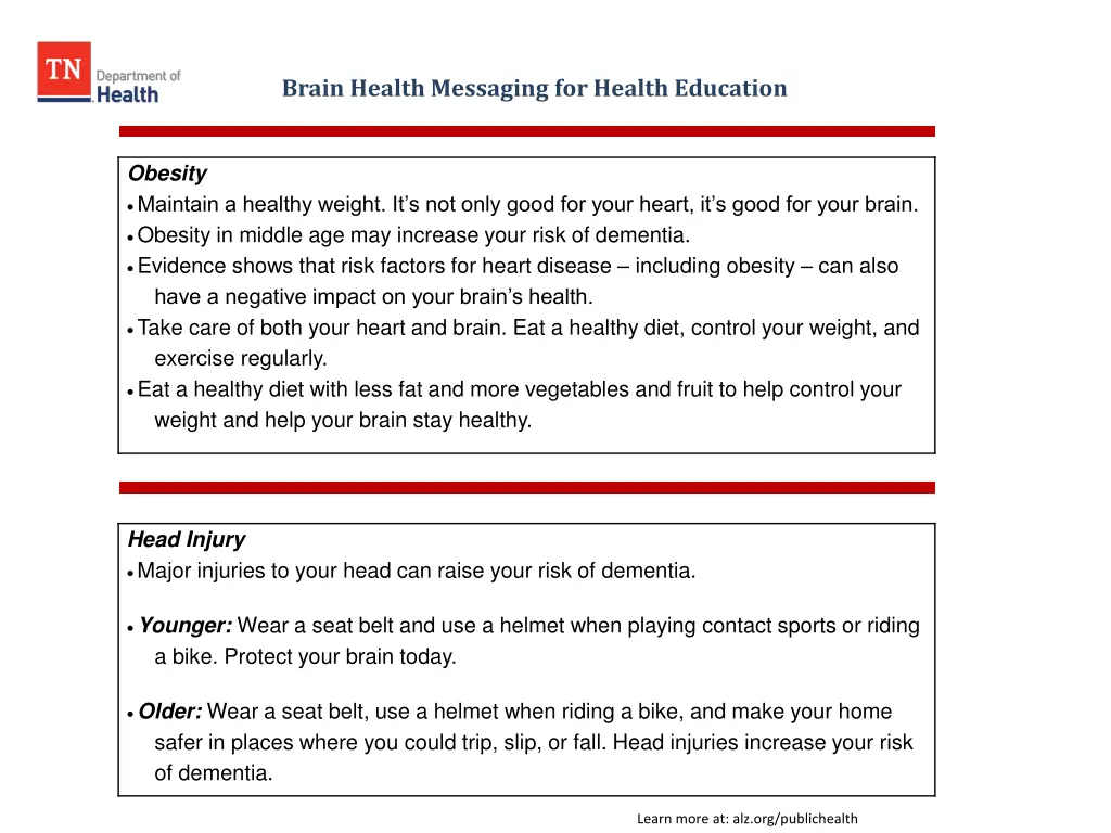 brain health messaging for health education 2