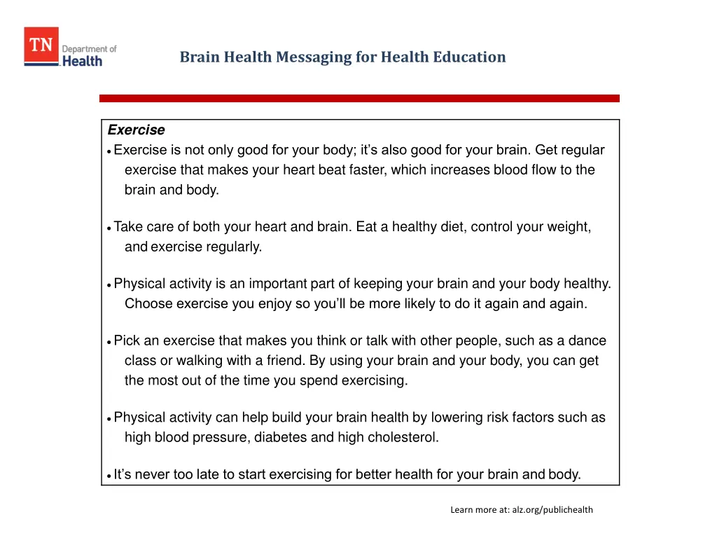 brain health messaging for health education 3