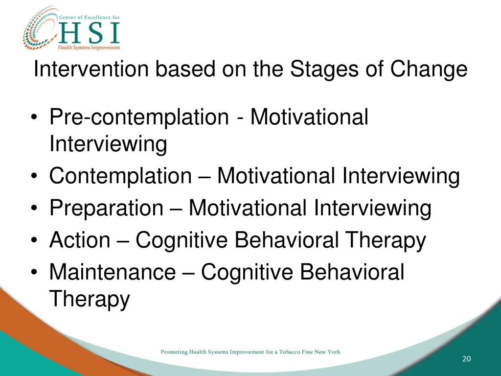 intervention based on the stages of change