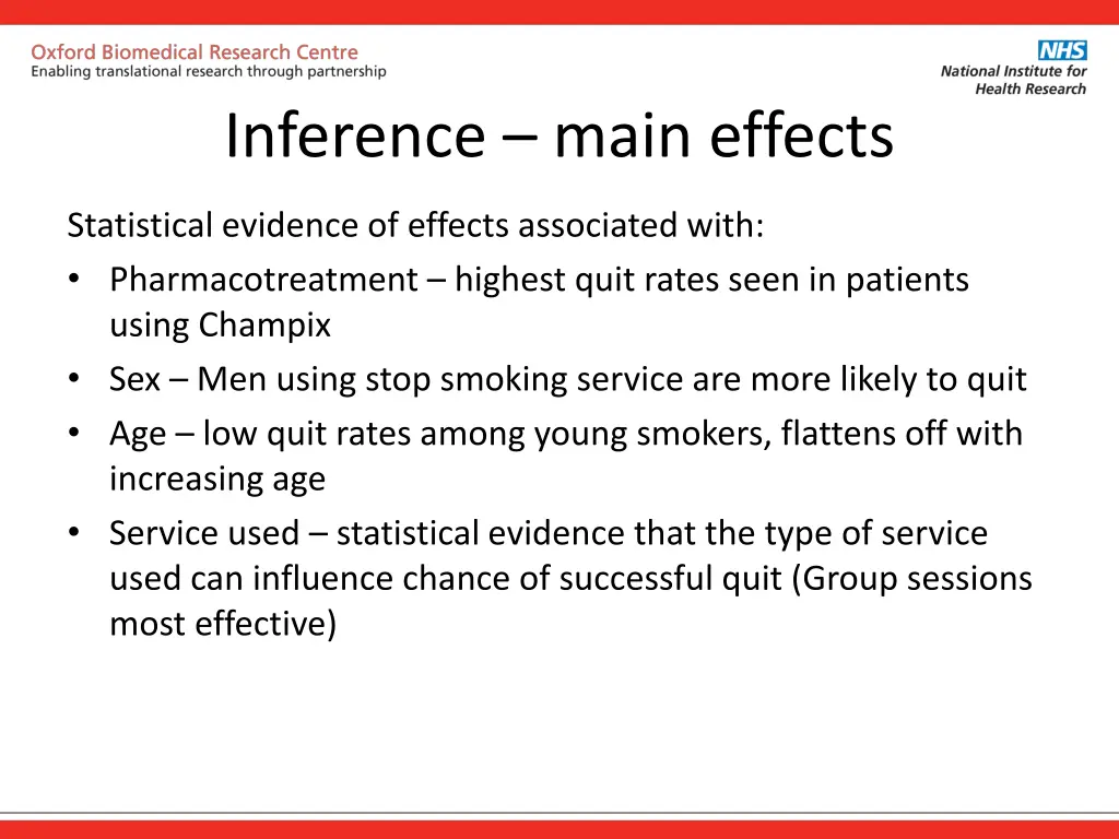 inference main effects