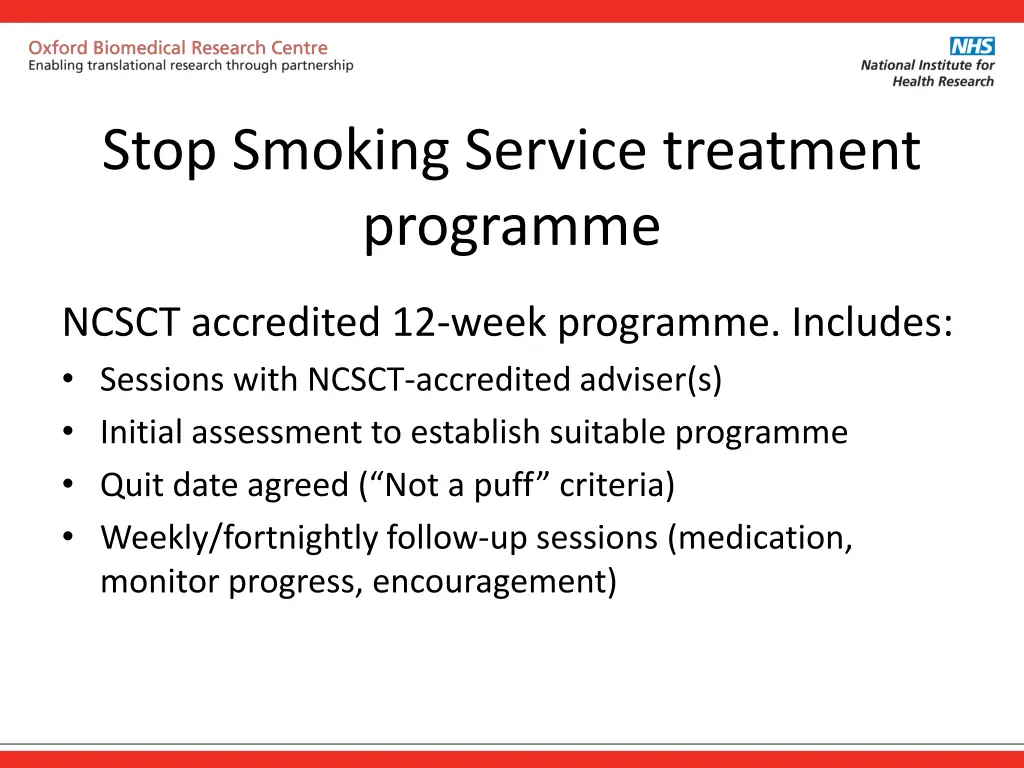 stop smoking service treatment programme