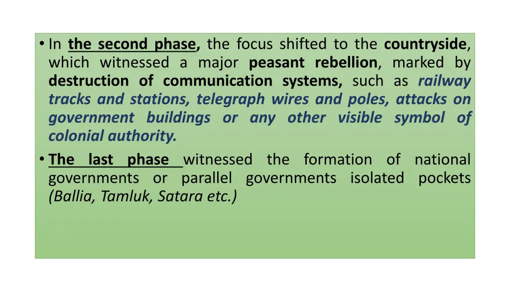 in the second phase the focus shifted