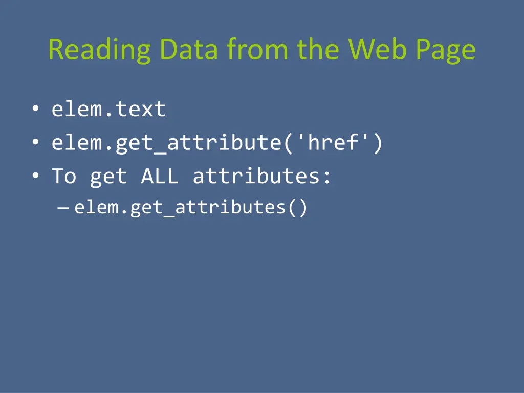 reading data from the web page