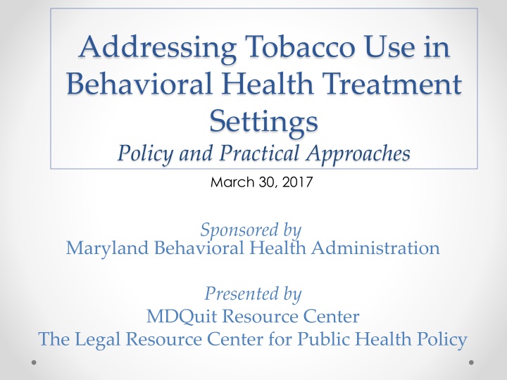 addressing tobacco use in behavioral health