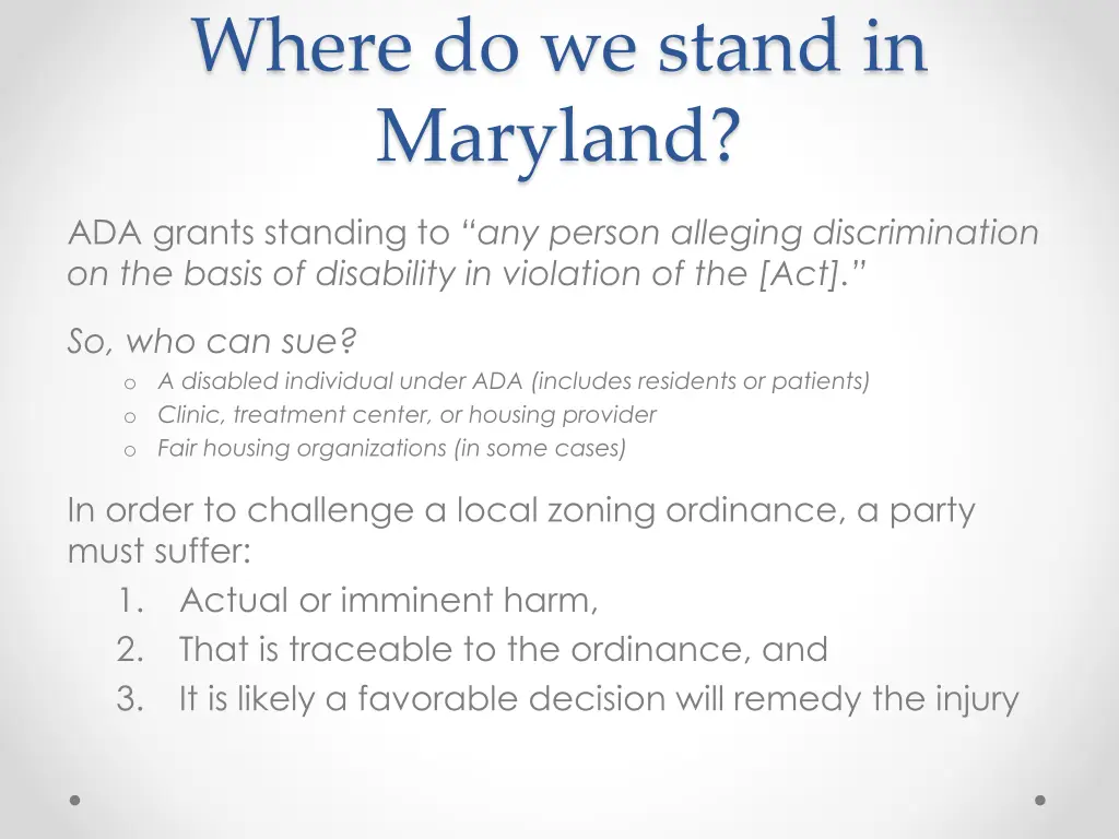 where do we stand in maryland