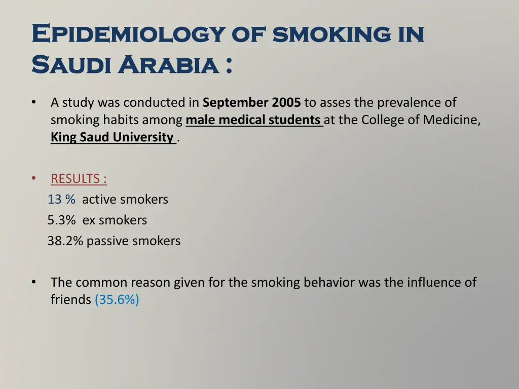 epidemiology of smoking in epidemiology 1