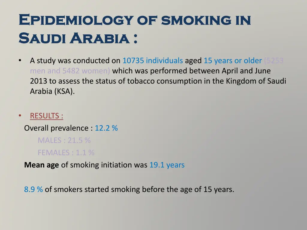 epidemiology of smoking in epidemiology