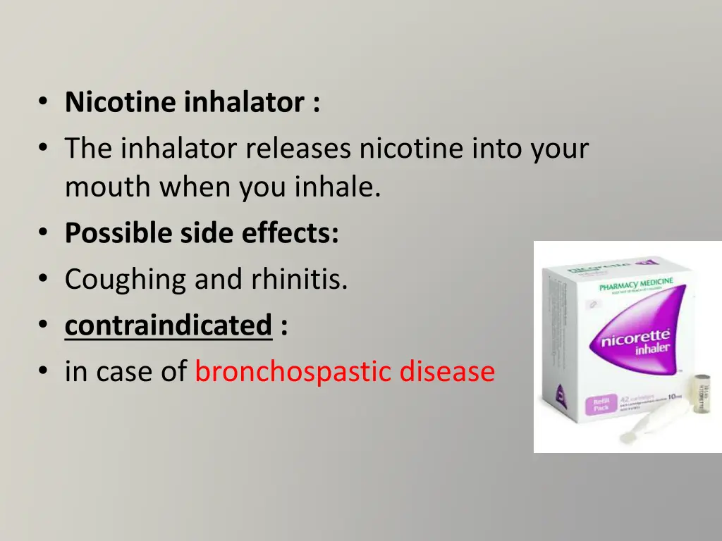 nicotine inhalator the inhalator releases