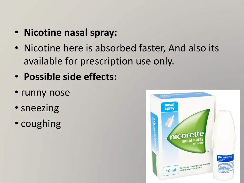 nicotine nasal spray nicotine here is absorbed