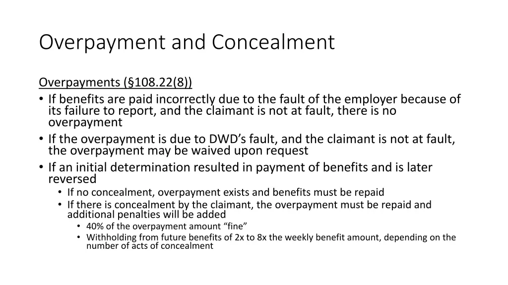 overpayment and concealment