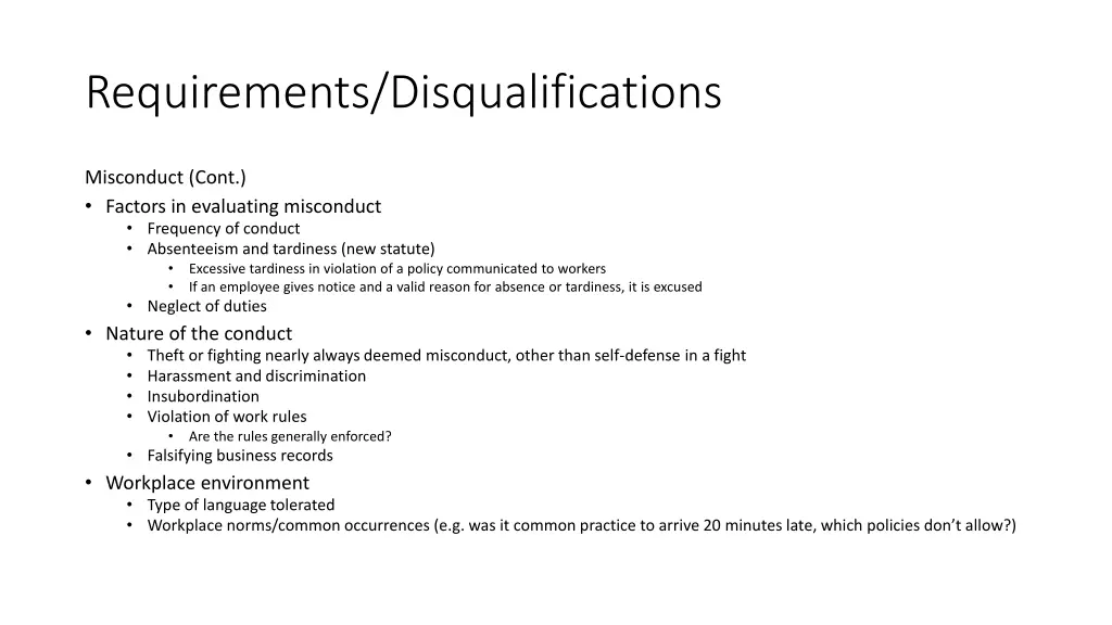 requirements disqualifications 10