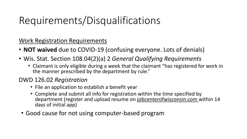 requirements disqualifications 2