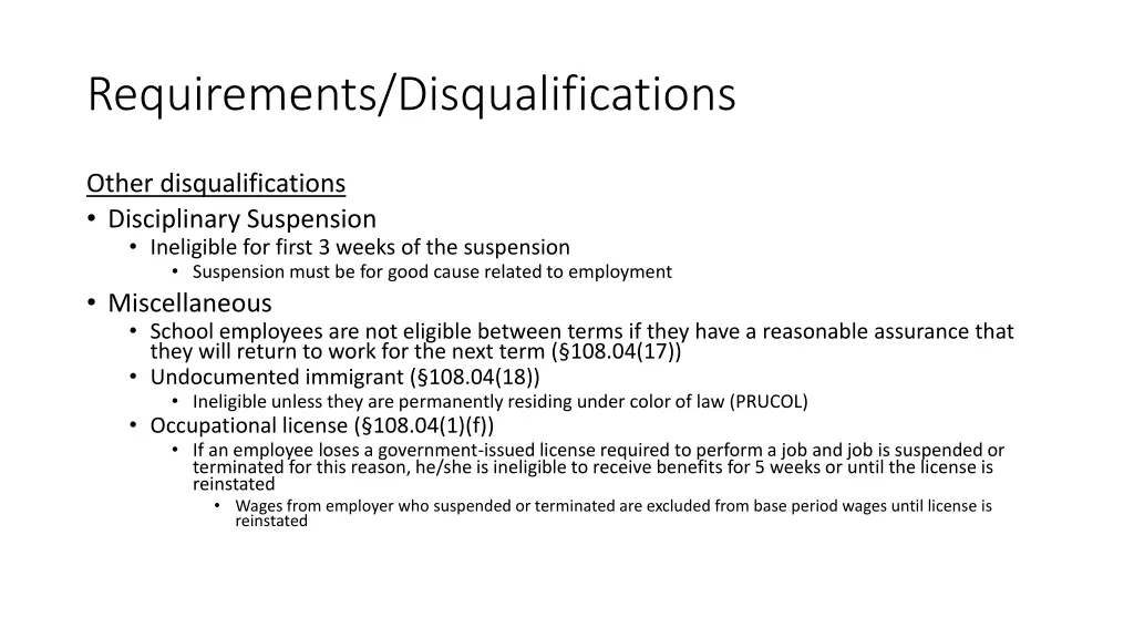 requirements disqualifications 24