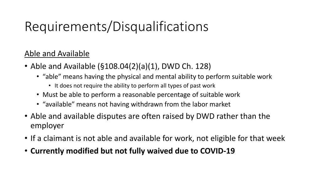 requirements disqualifications 7