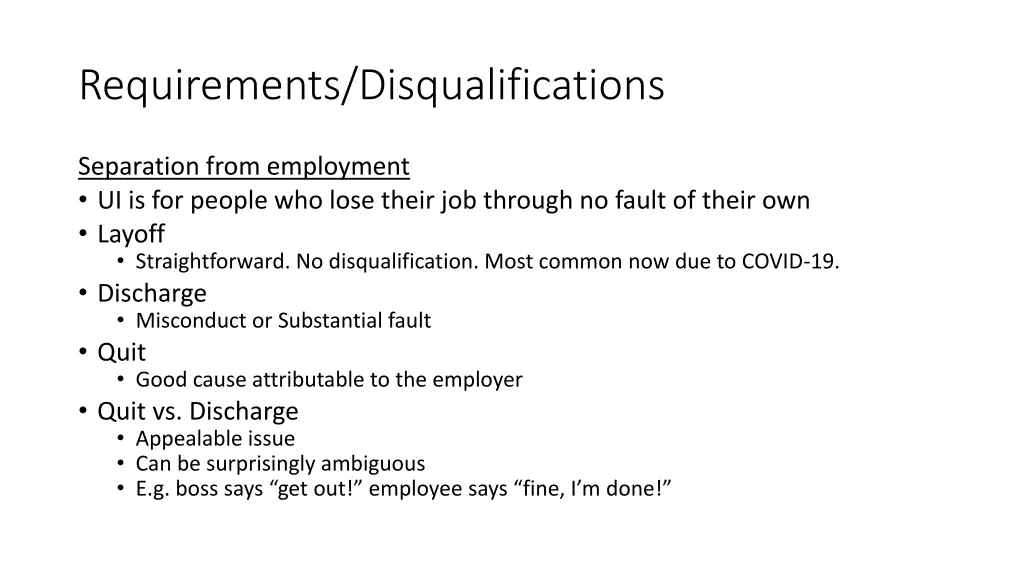 requirements disqualifications 8