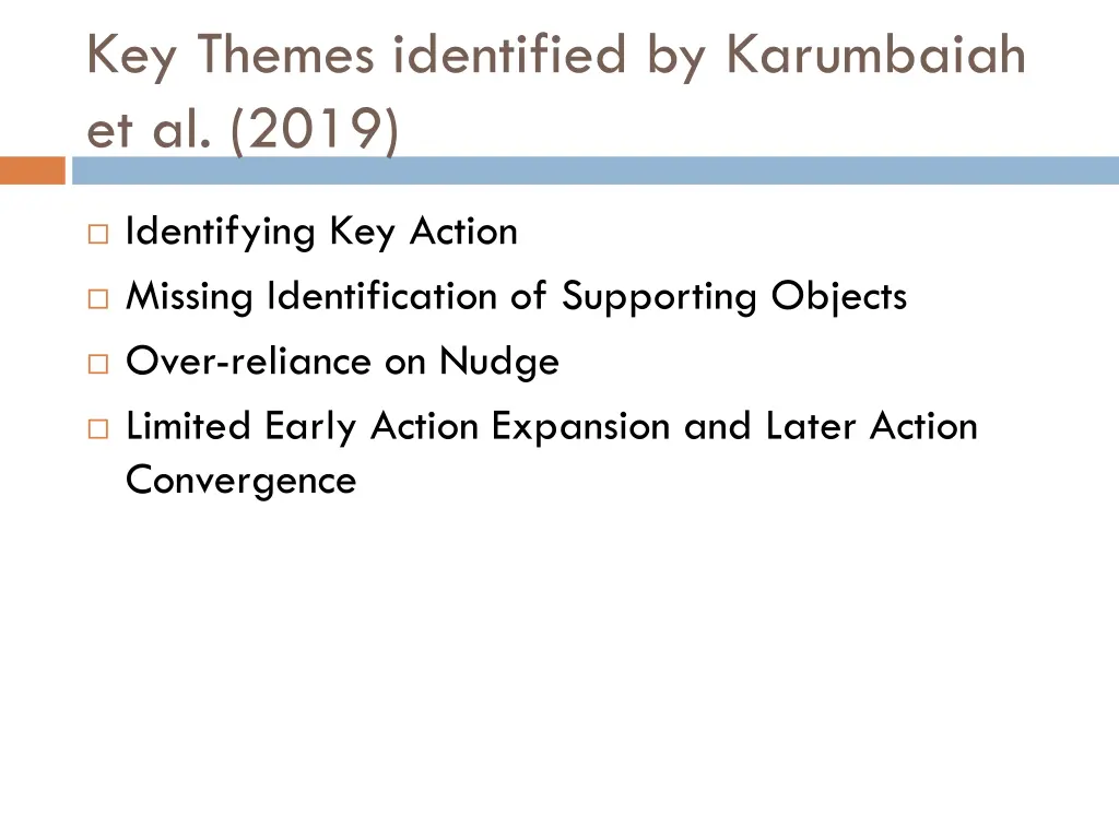 key themes identified by karumbaiah et al 2019