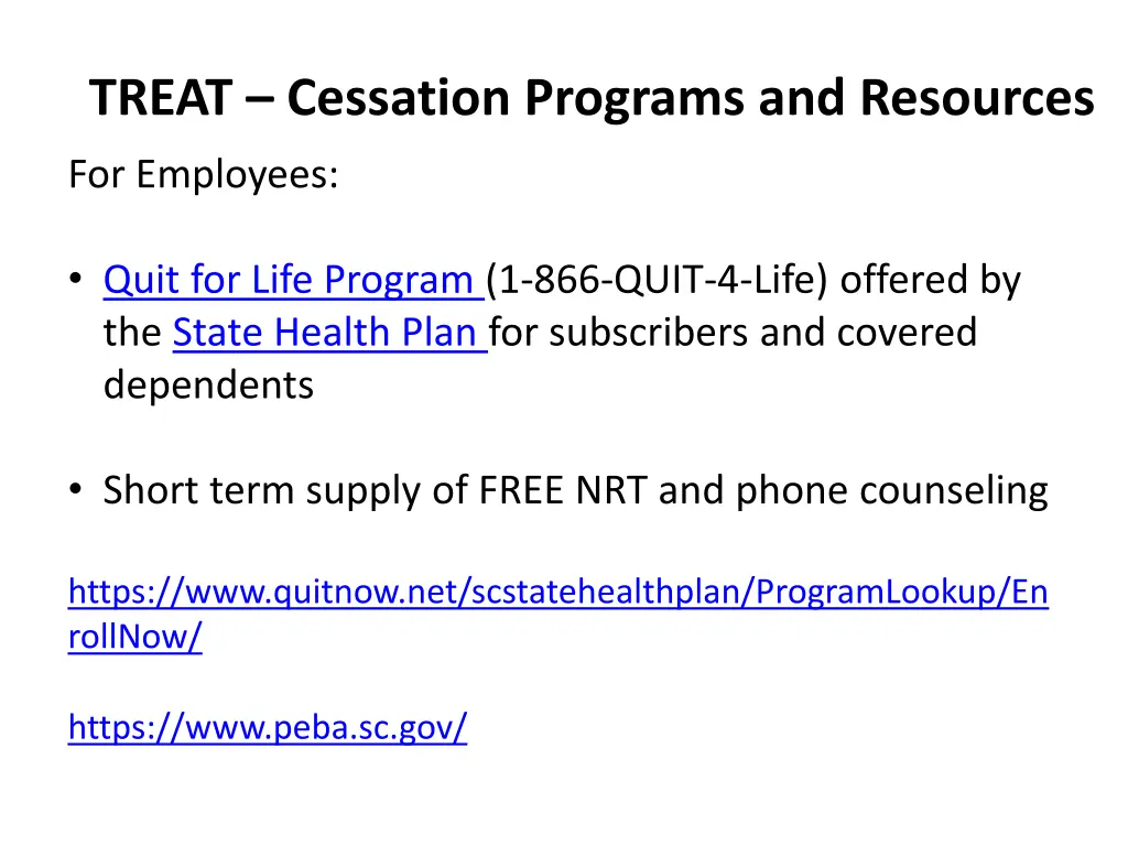 treat cessation programs and resources