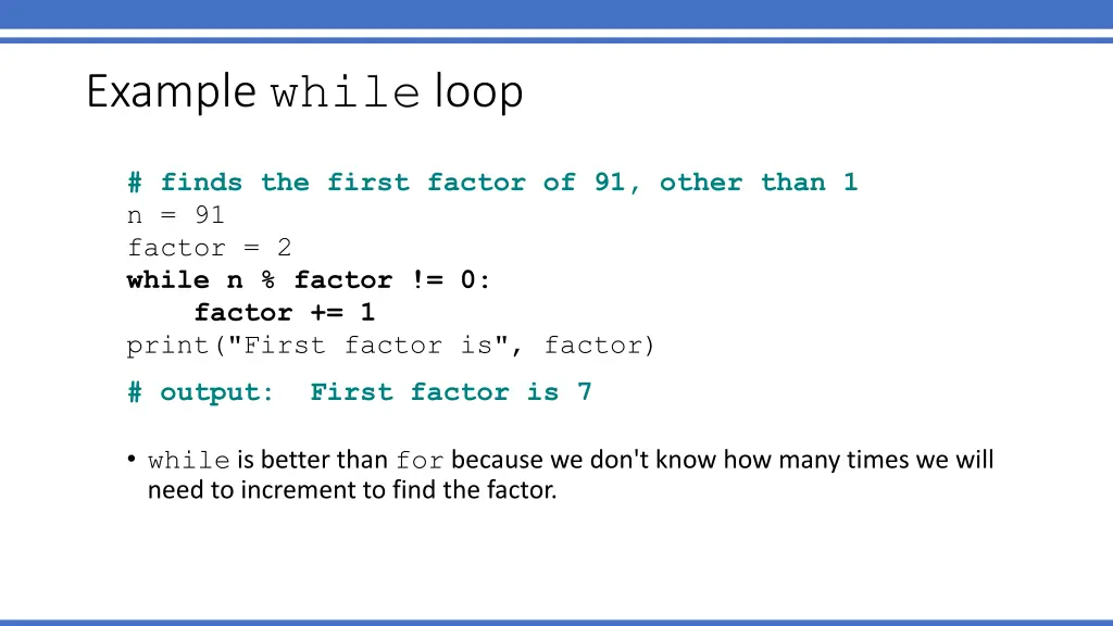 example while loop