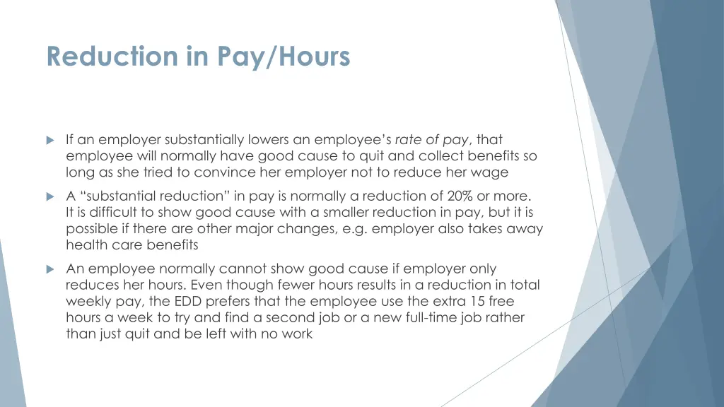 reduction in pay hours