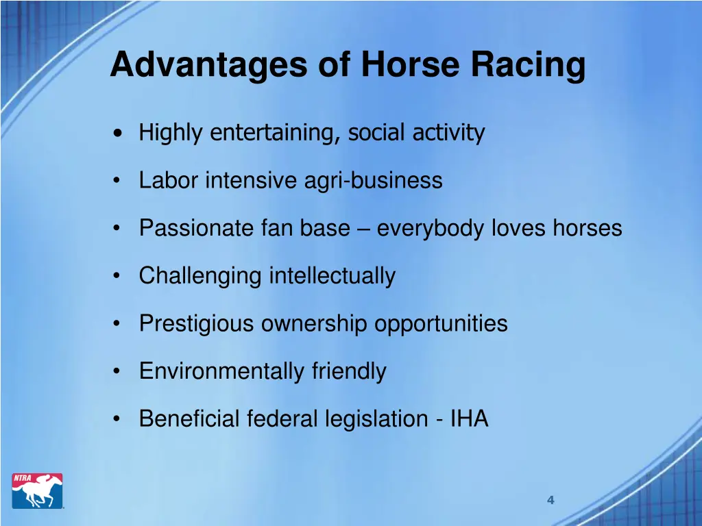 advantages of horse racing