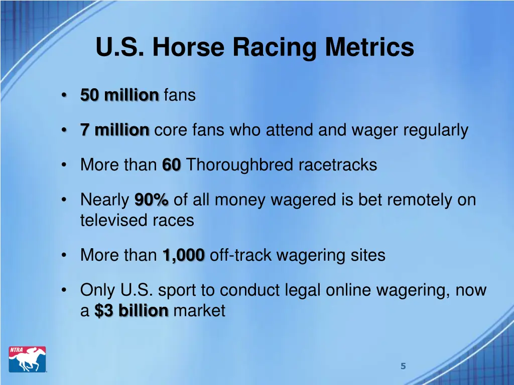 u s horse racing metrics