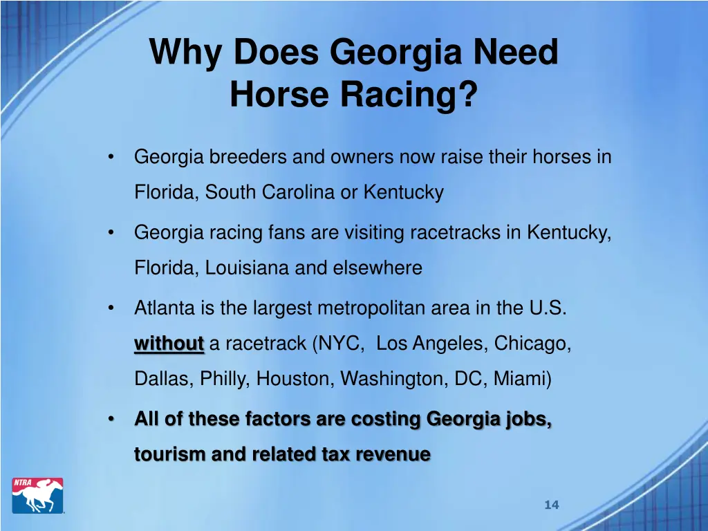 why does georgia need horse racing