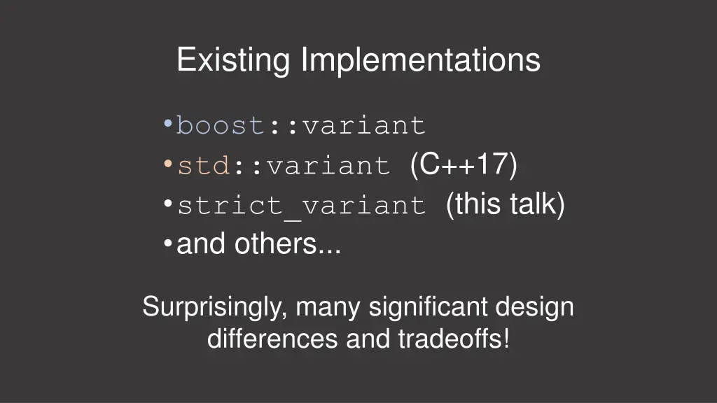 existing implementations