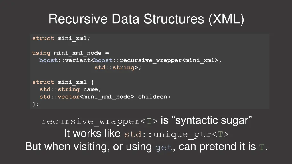 recursive data structures xml