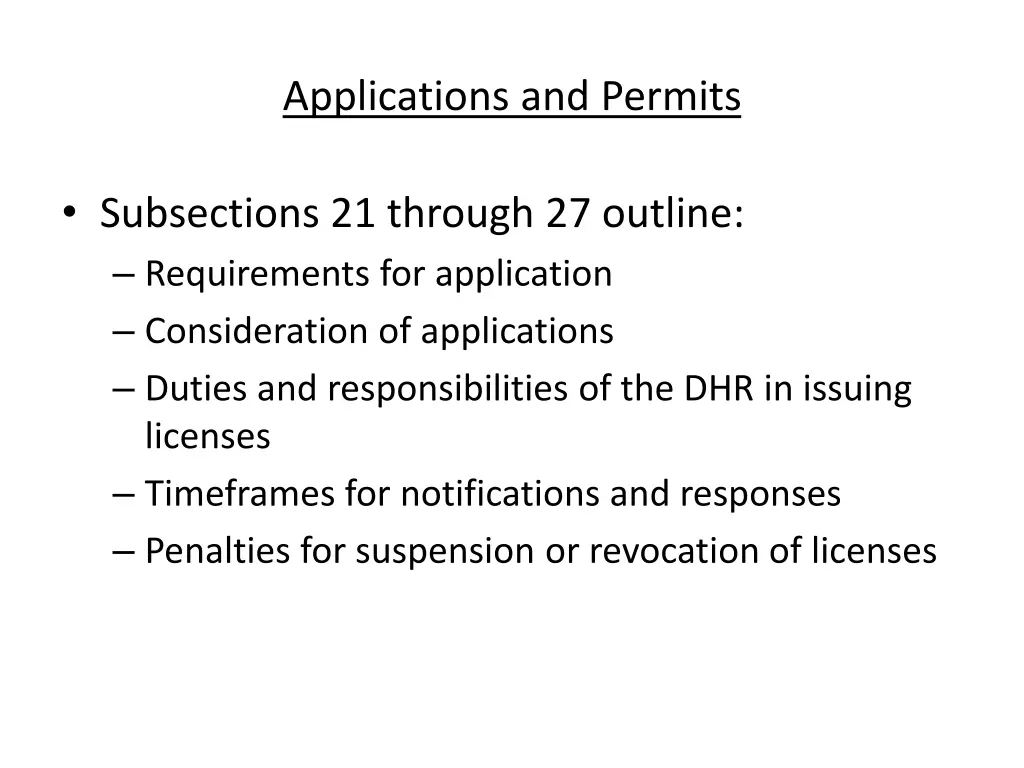 applications and permits