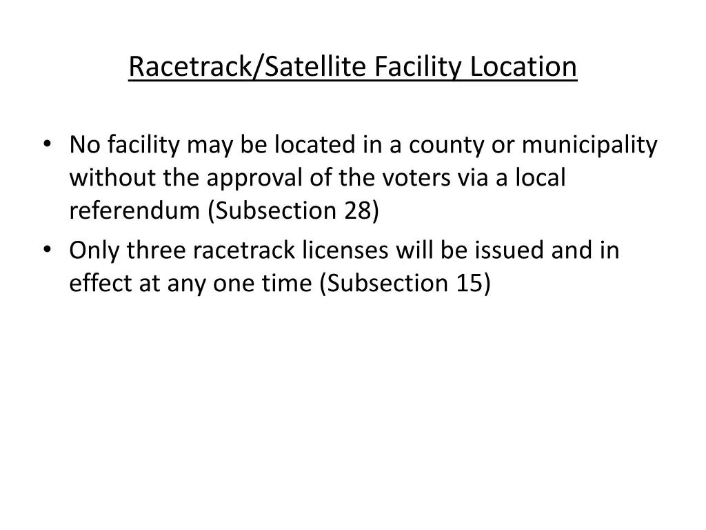 racetrack satellite facility location