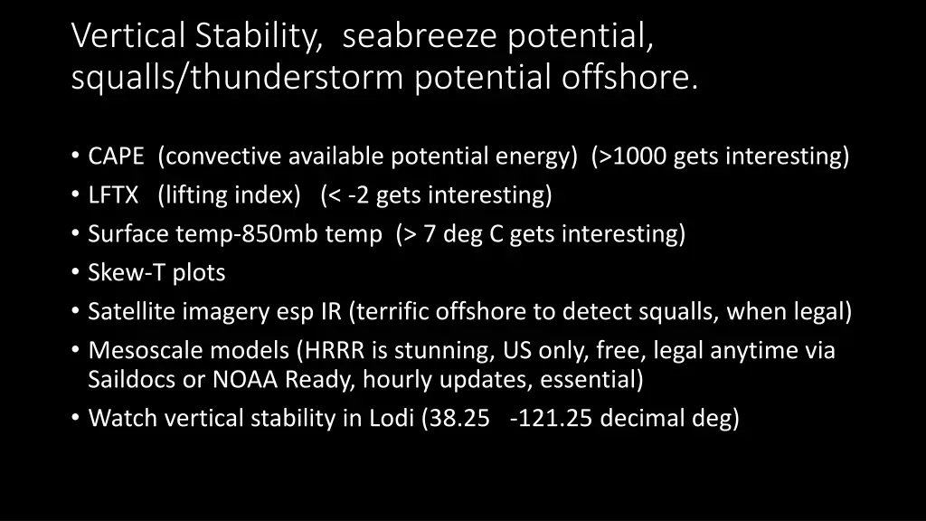 vertical stability seabreeze potential squalls