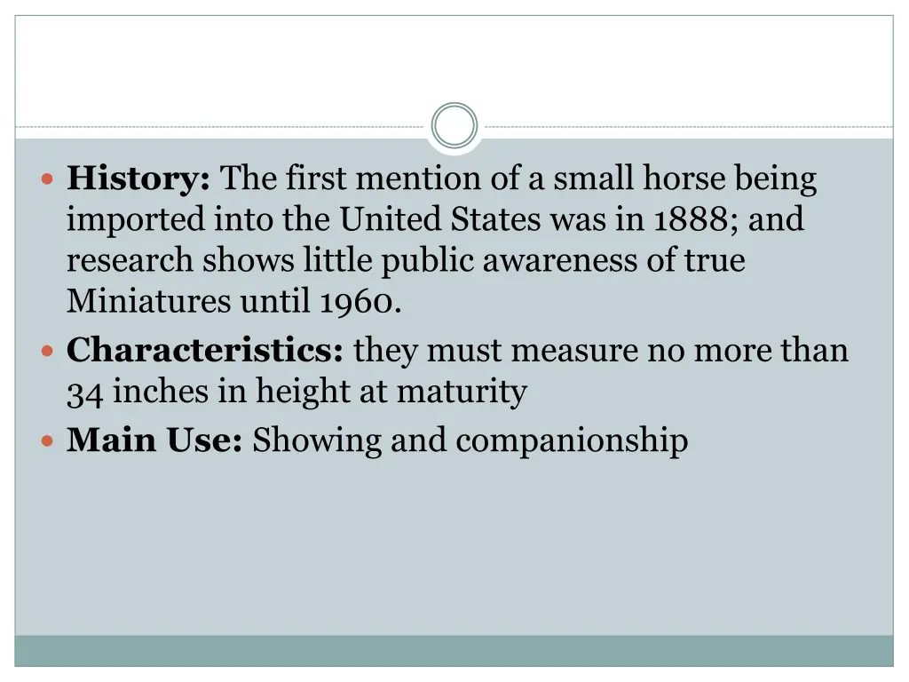 history the first mention of a small horse being