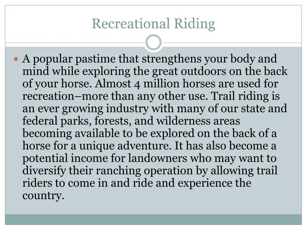 recreational riding