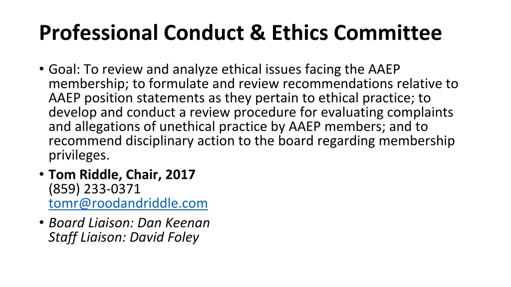 professional conduct ethics committee