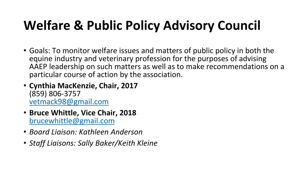 welfare public policy advisory council