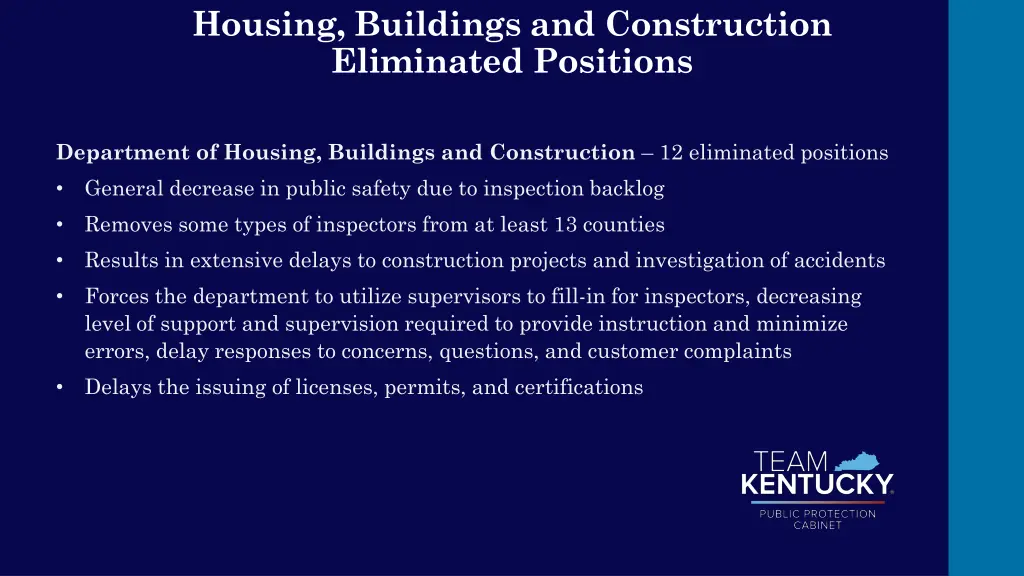 housing buildings and construction eliminated