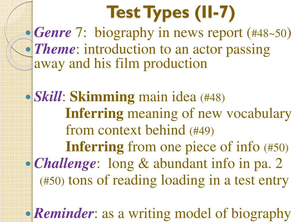 test types ii 7