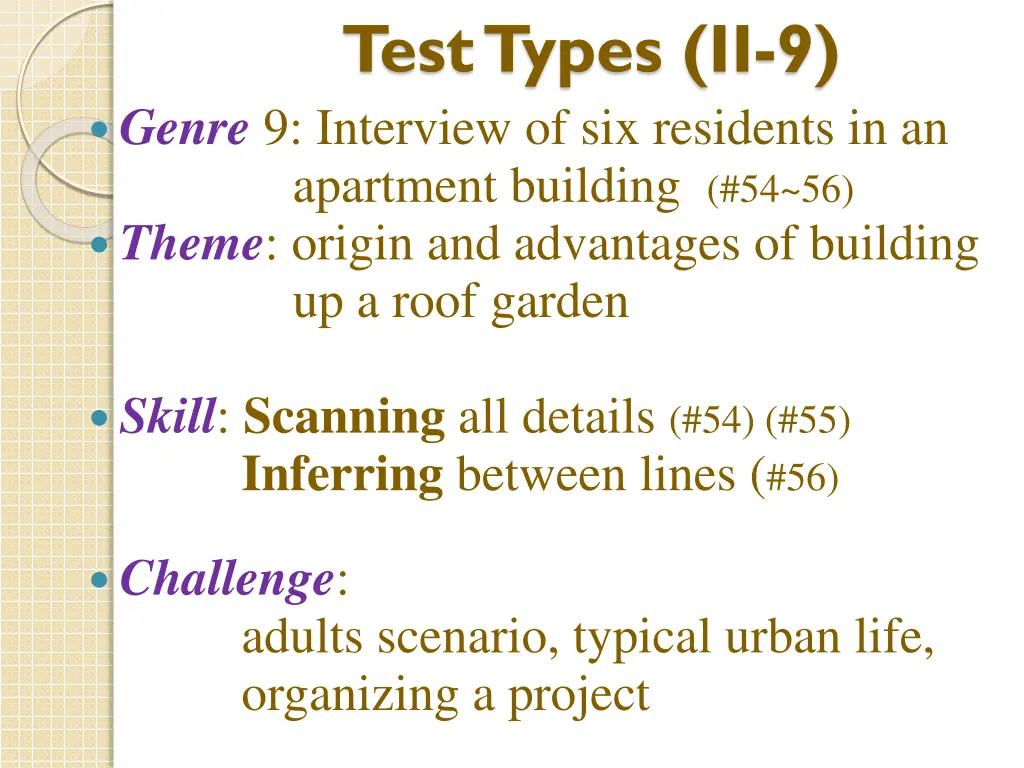 test types ii 9