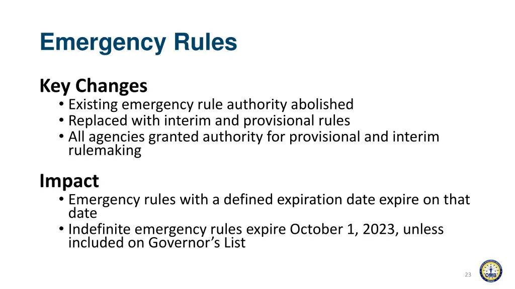 emergency rules