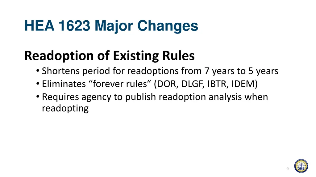 hea 1623 major changes 1