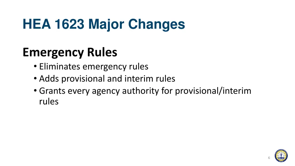 hea 1623 major changes 2