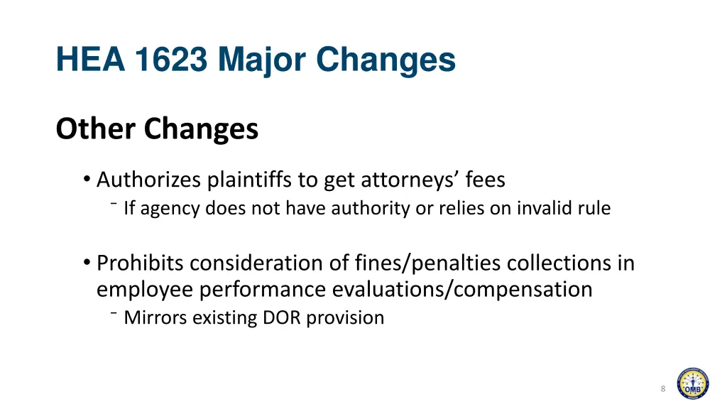 hea 1623 major changes 4