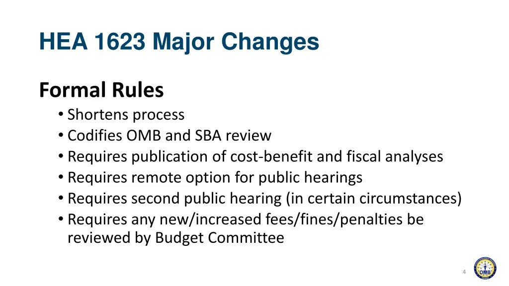 hea 1623 major changes