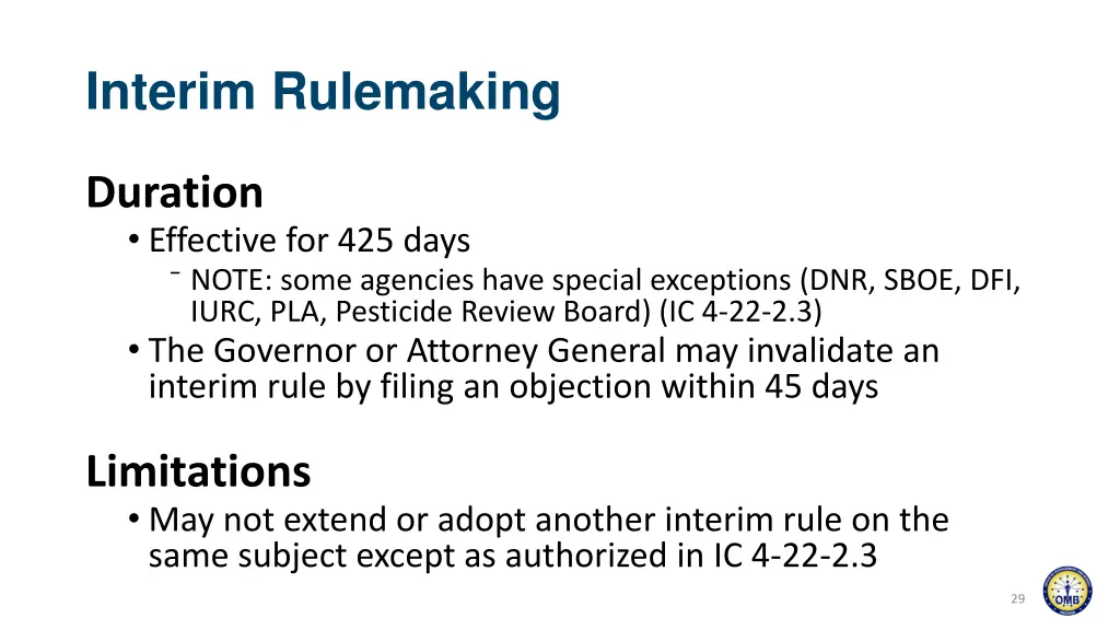 interim rulemaking 1