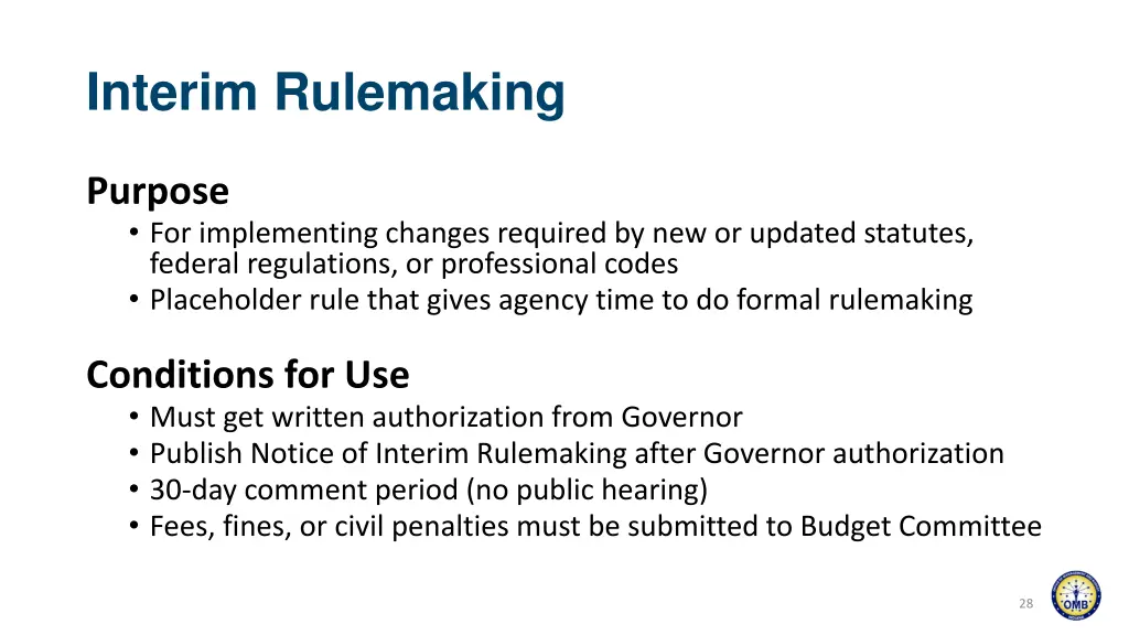 interim rulemaking