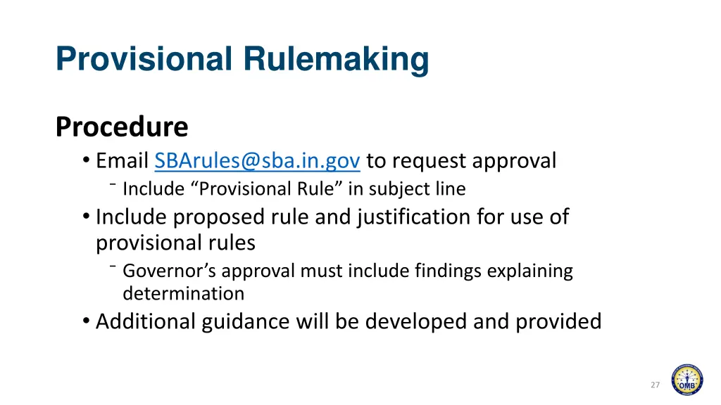 provisional rulemaking 2