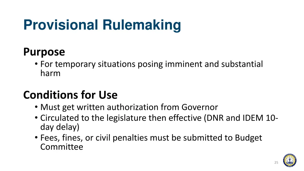 provisional rulemaking